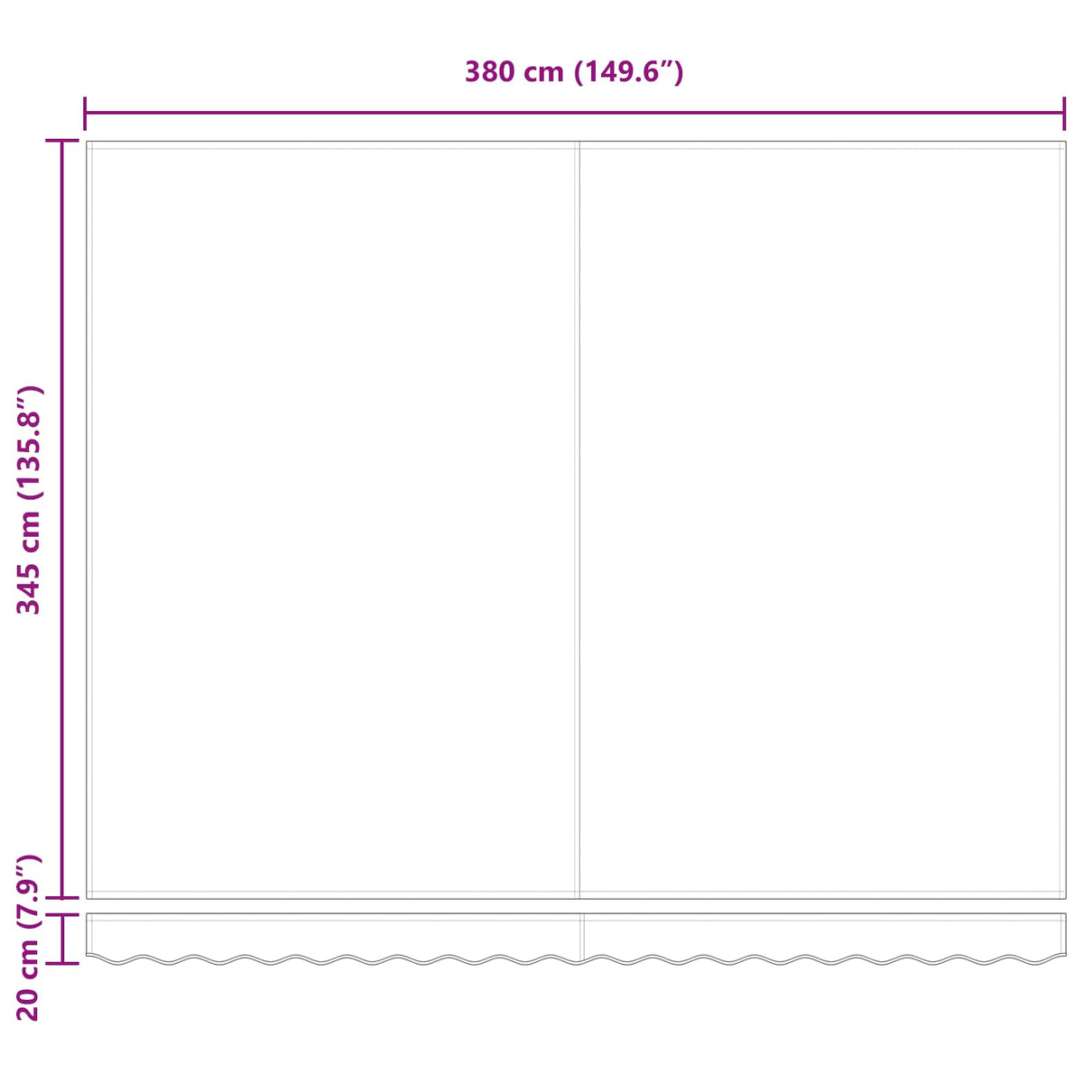 Retractable Awning White 400 x 350 cm Polyester and Aluminium