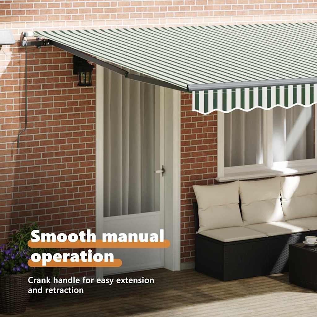 Retractable Awning Green and White 450 x 300 cm
