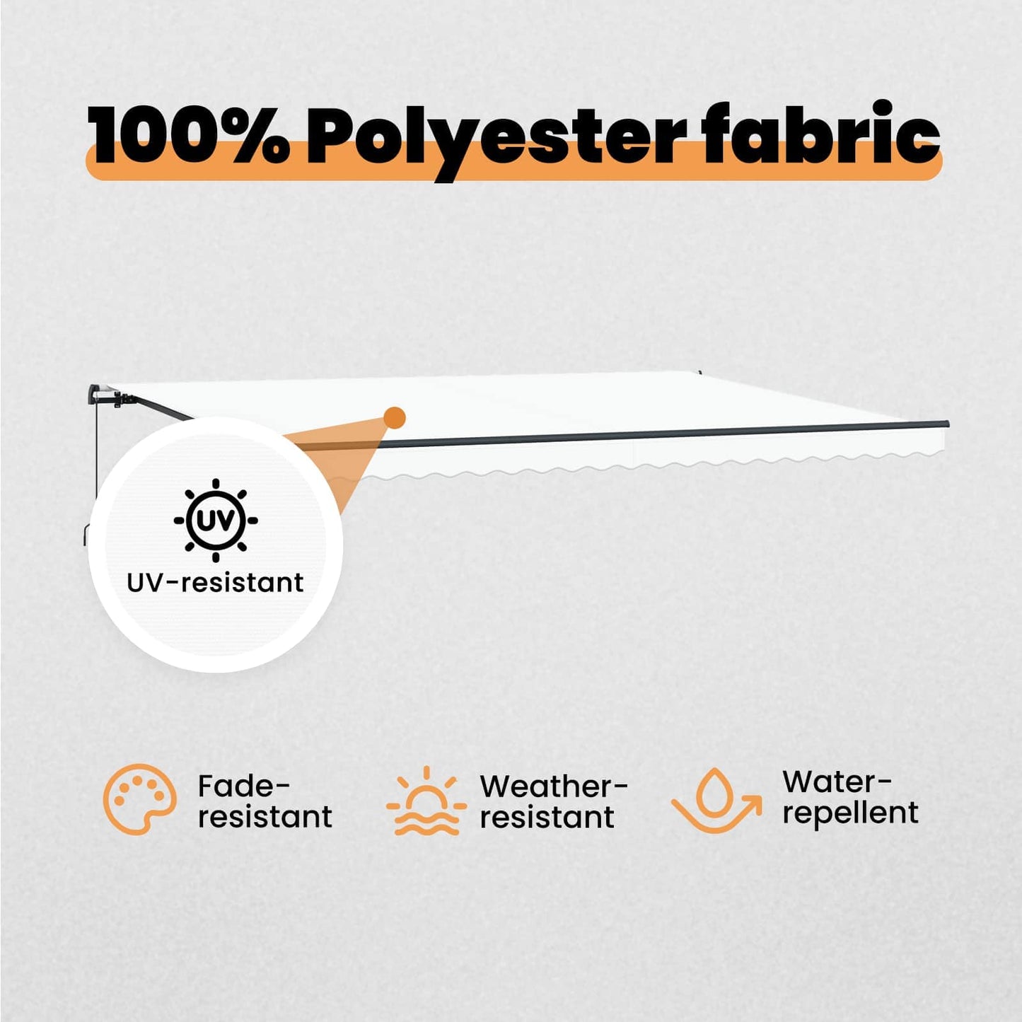 Retractable Awning White 500 x 350 cm Polyester and Aluminium