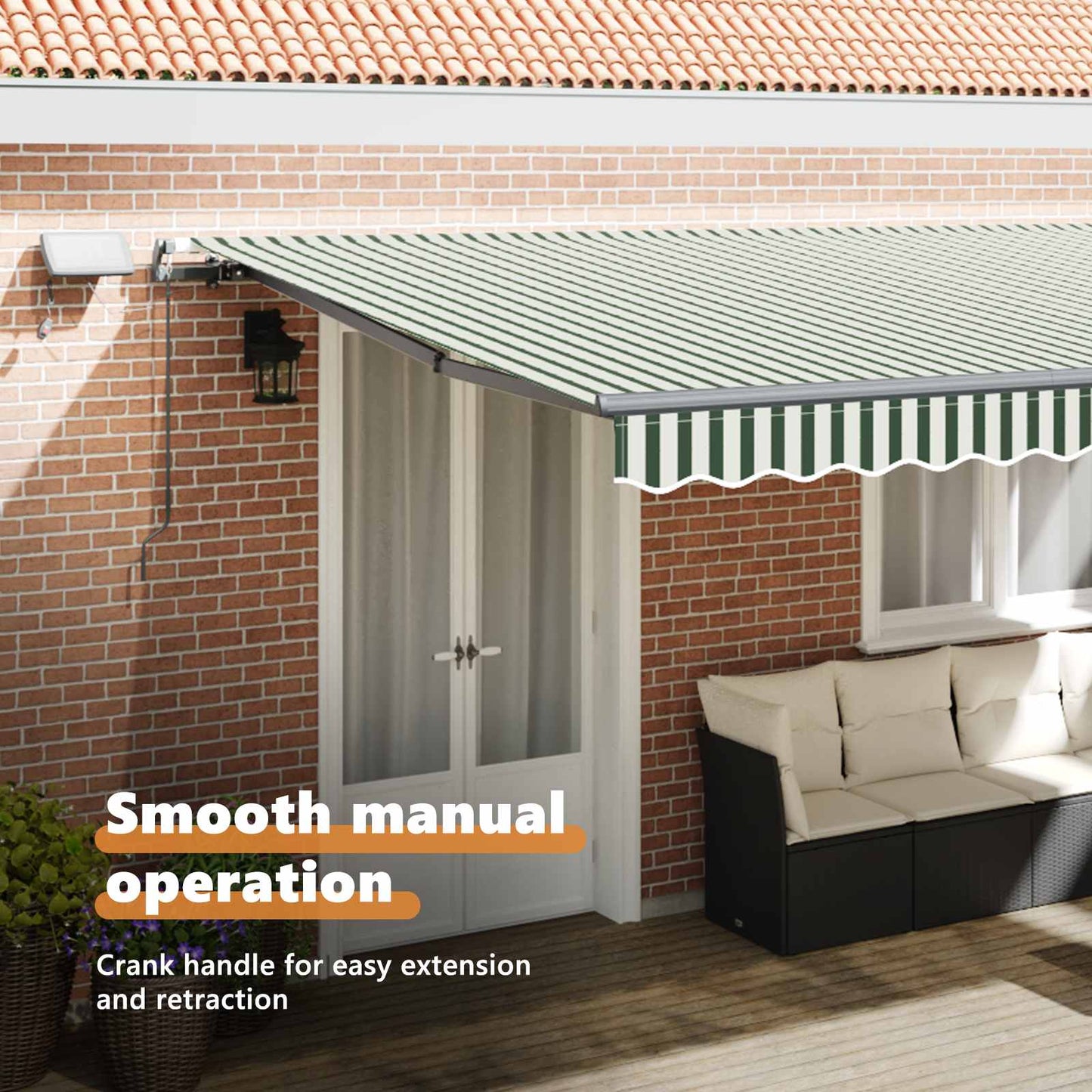 Retractable Awning Green and White 500 x 350 cm