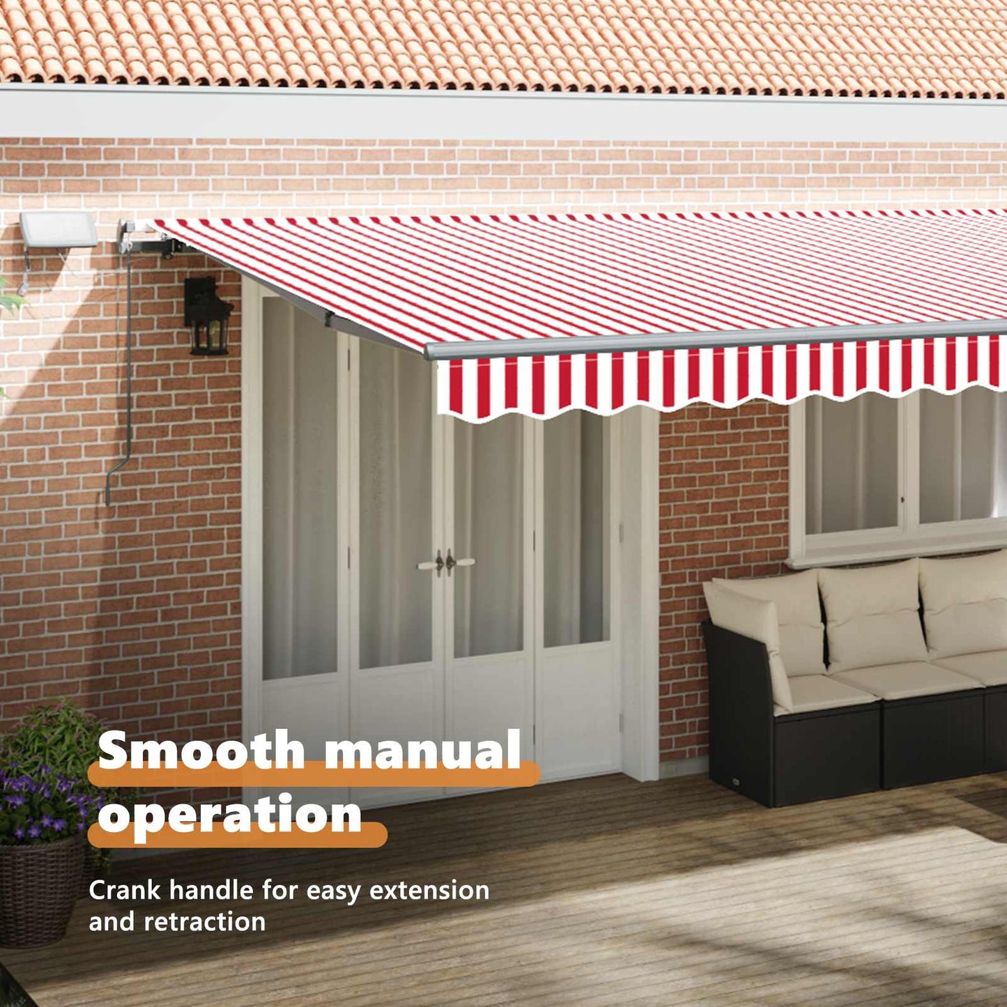 Retractable Awning Red and White 600 x 350 cm