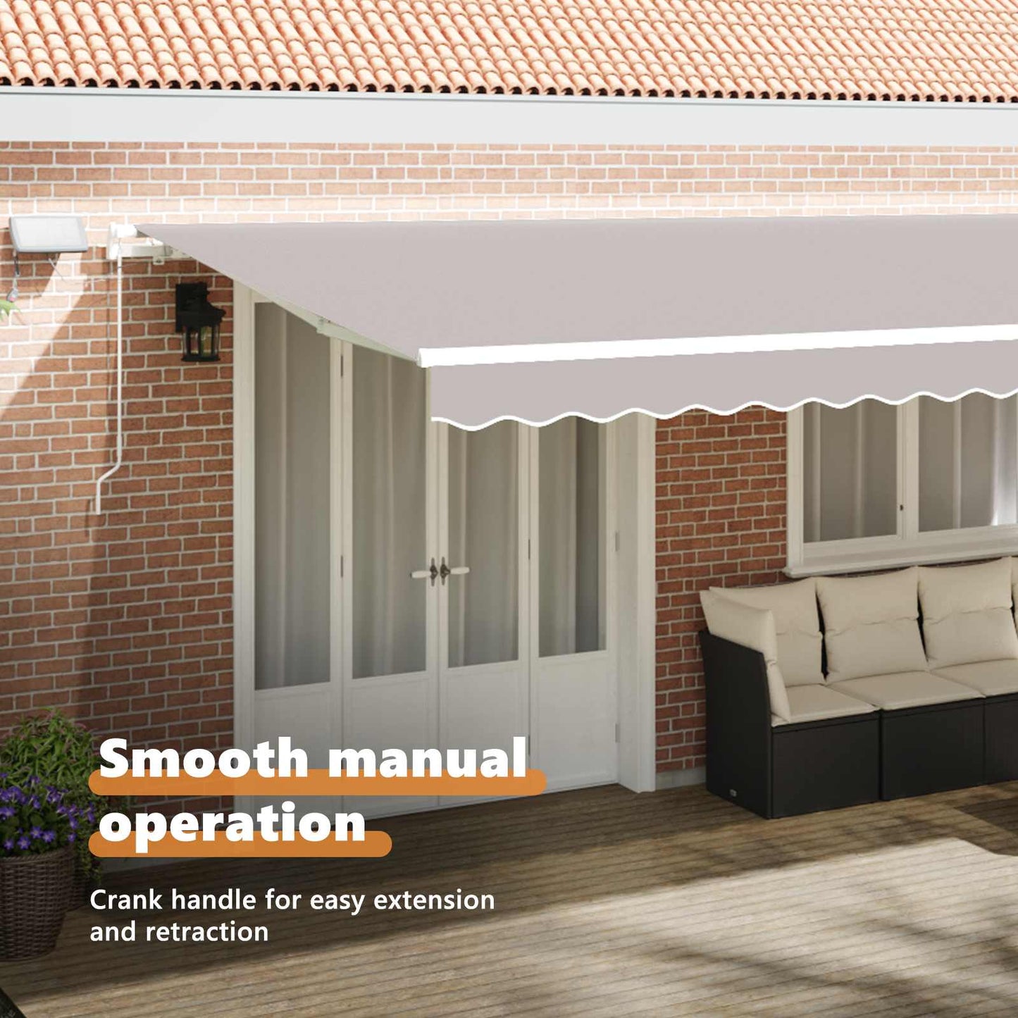 Retractable Awning Light Grey 600 x 350 cm Fabric and Aluminium