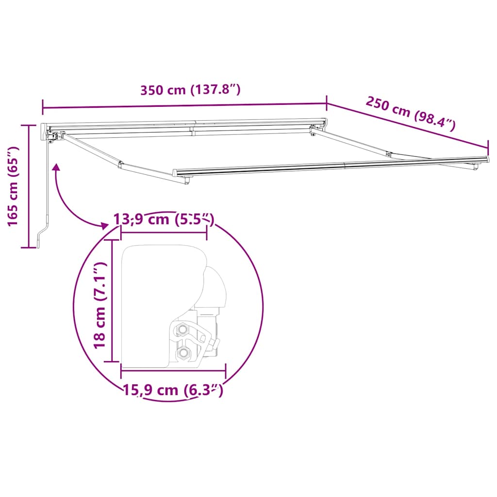 Manual Awning Frame 3.5 x 2.5 m Anthracite
