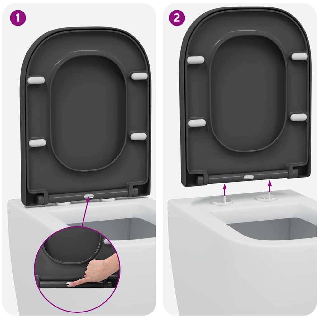 vidaXL Quick Release Toilet Seat Anthracite 44.5 x 35 x 3.6 cm