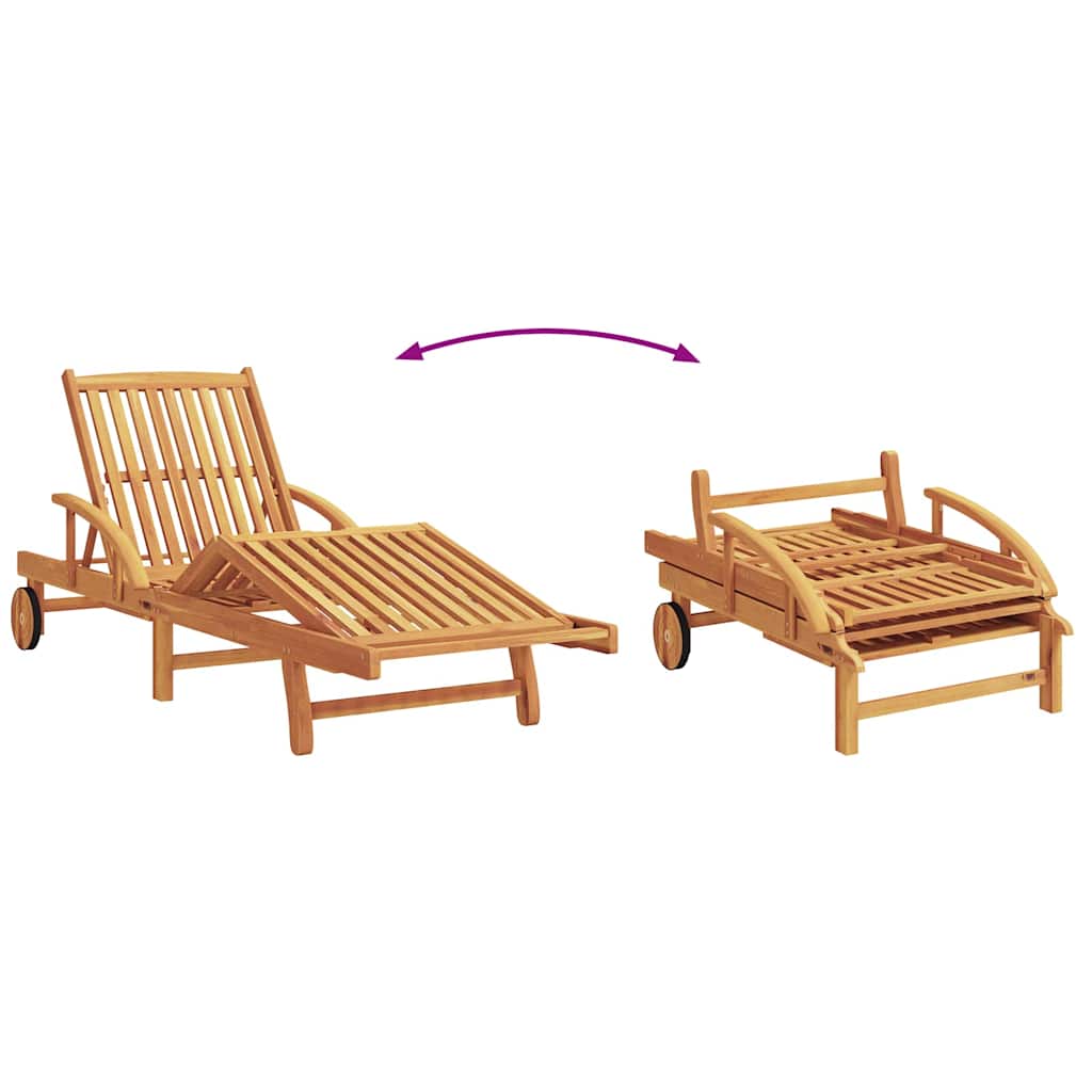 Sun Lounger 2 pcs Solid Acacia Wood Red