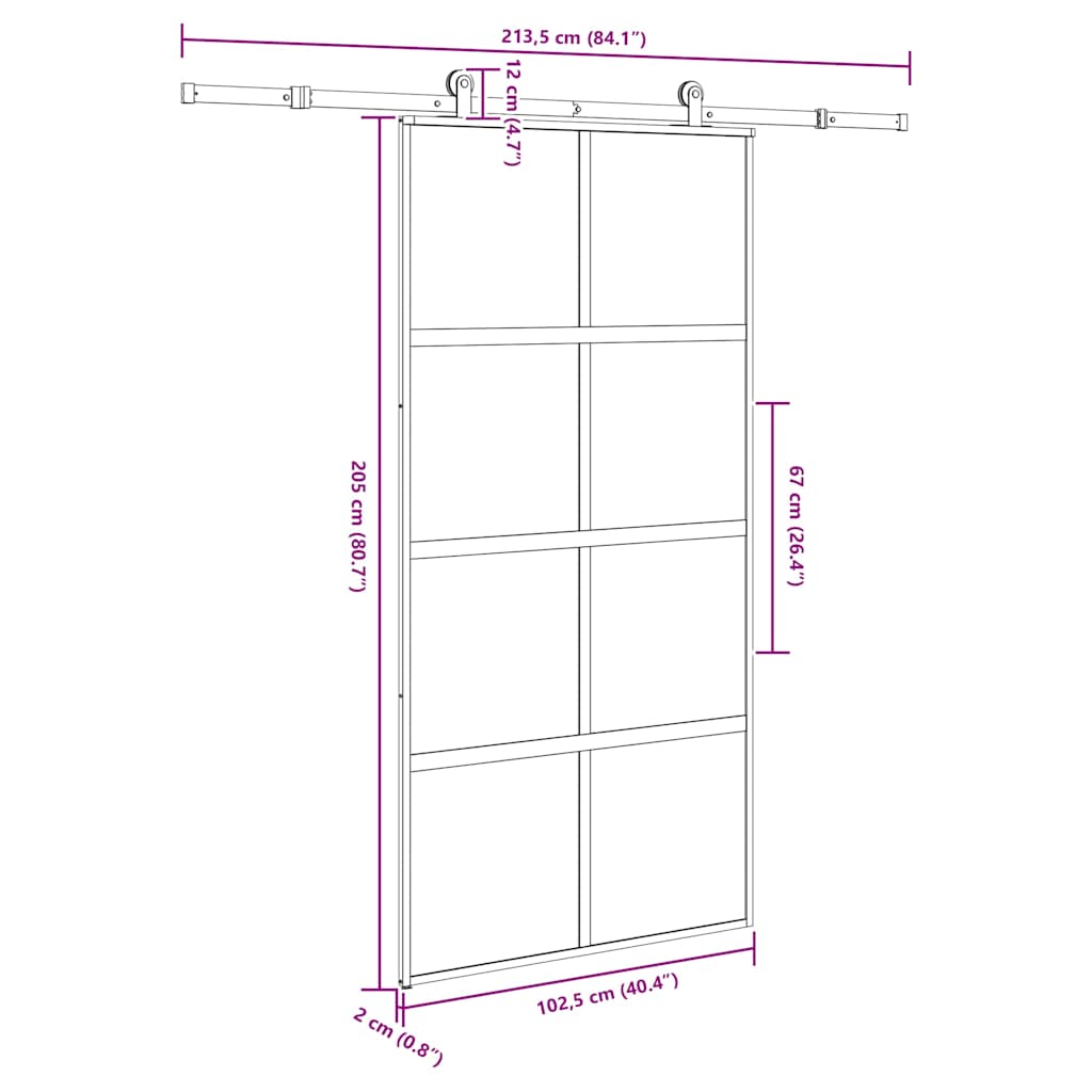 Sliding Door with Hardware Set 102.5x205 cm