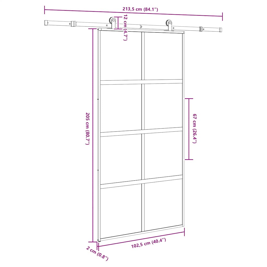 Sliding Door with Hardware Set 102.5x205 cm