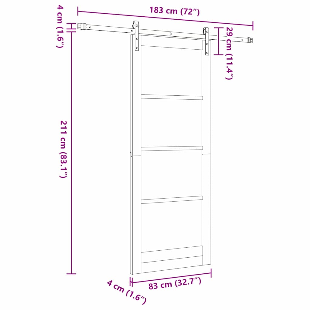 Sliding Door ORKDAL White 83 x 211 cm Solid Pine Wood and Glass