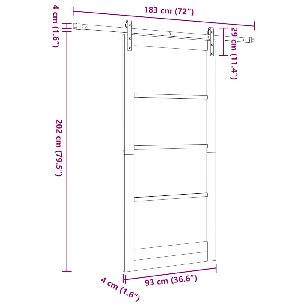 Sliding Door ORKDAL White 93 x 202 cm Solid Pine Wood and Glass