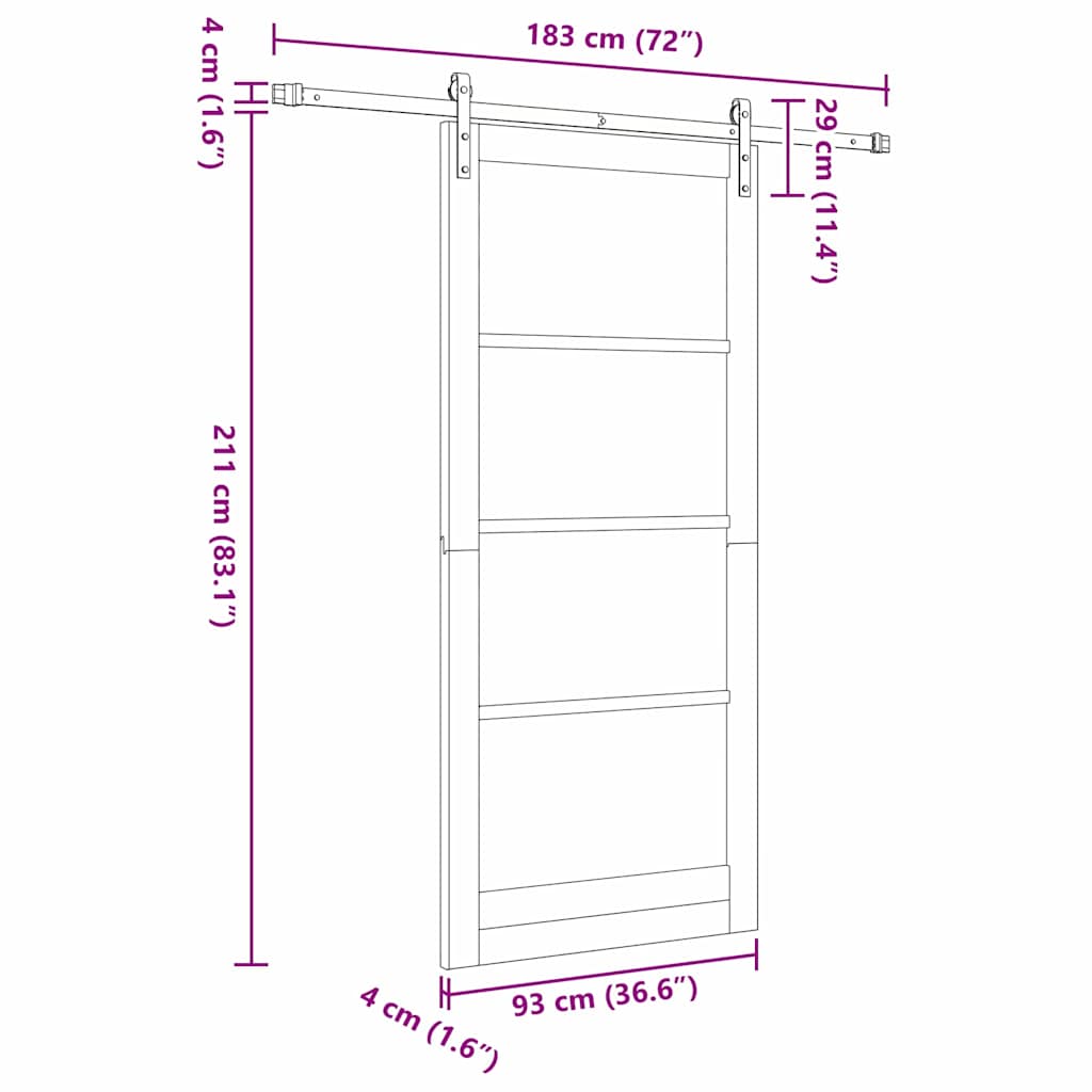 Sliding Door ORKDAL White 93 x 211 cm Solid Pine Wood and Glass