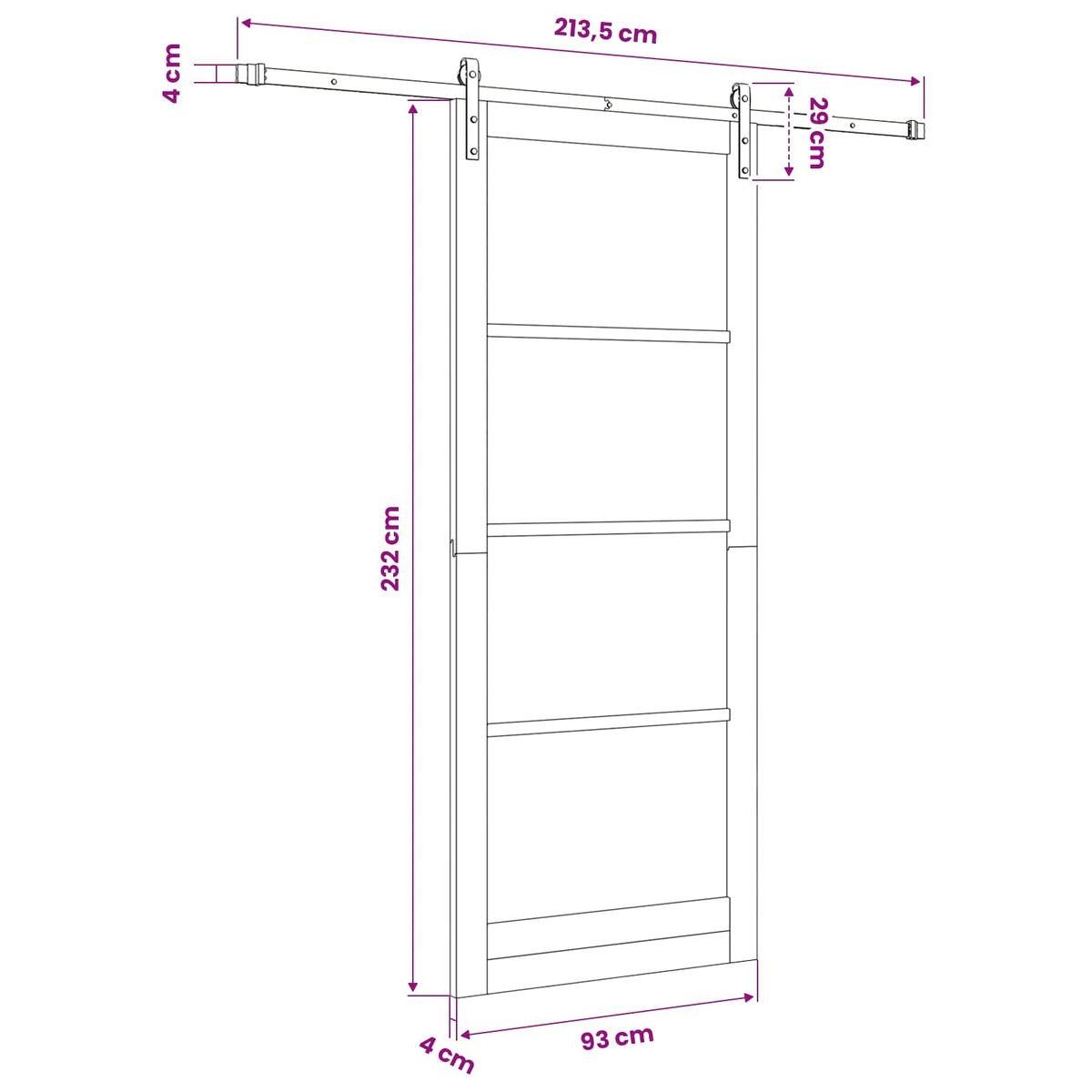 Sliding Door ORKDAL White 93 x 232 cm Solid Pine Wood and Glass