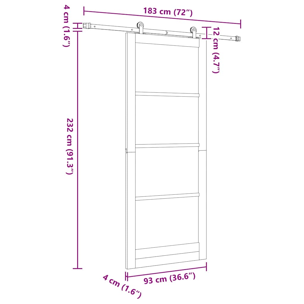 Sliding Door ORKDAL Natural and Black 93 x 232 cm