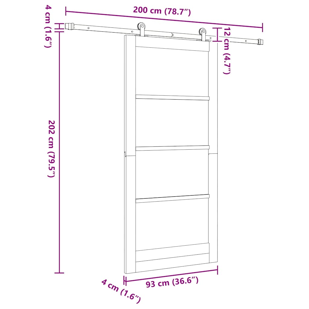 Sliding Door ORKDAL Natural and Black 93 x 202 cm