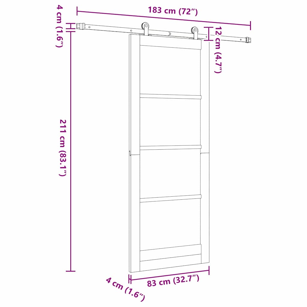 Sliding Door ORKDAL White 83 x 211 cm Solid Pine Wood and Glass