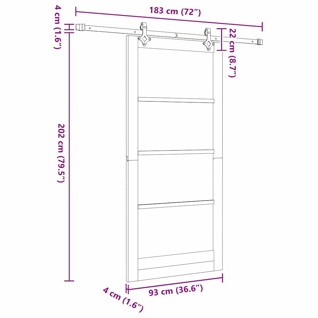 Sliding Door ORKDAL Natural and Black 93 x 202 cm