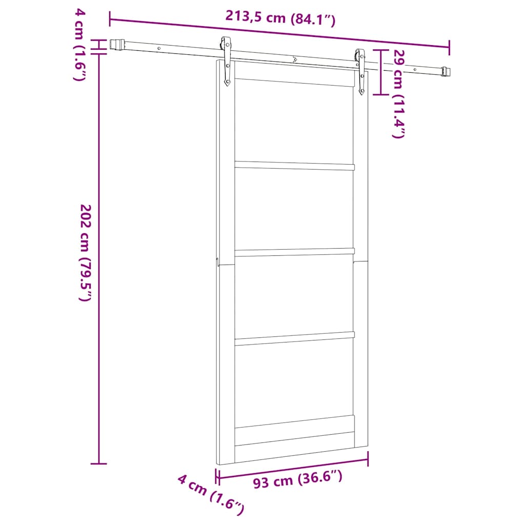 Sliding Door ORKDAL White 93 x 211 cm Solid Pine Wood and Glass