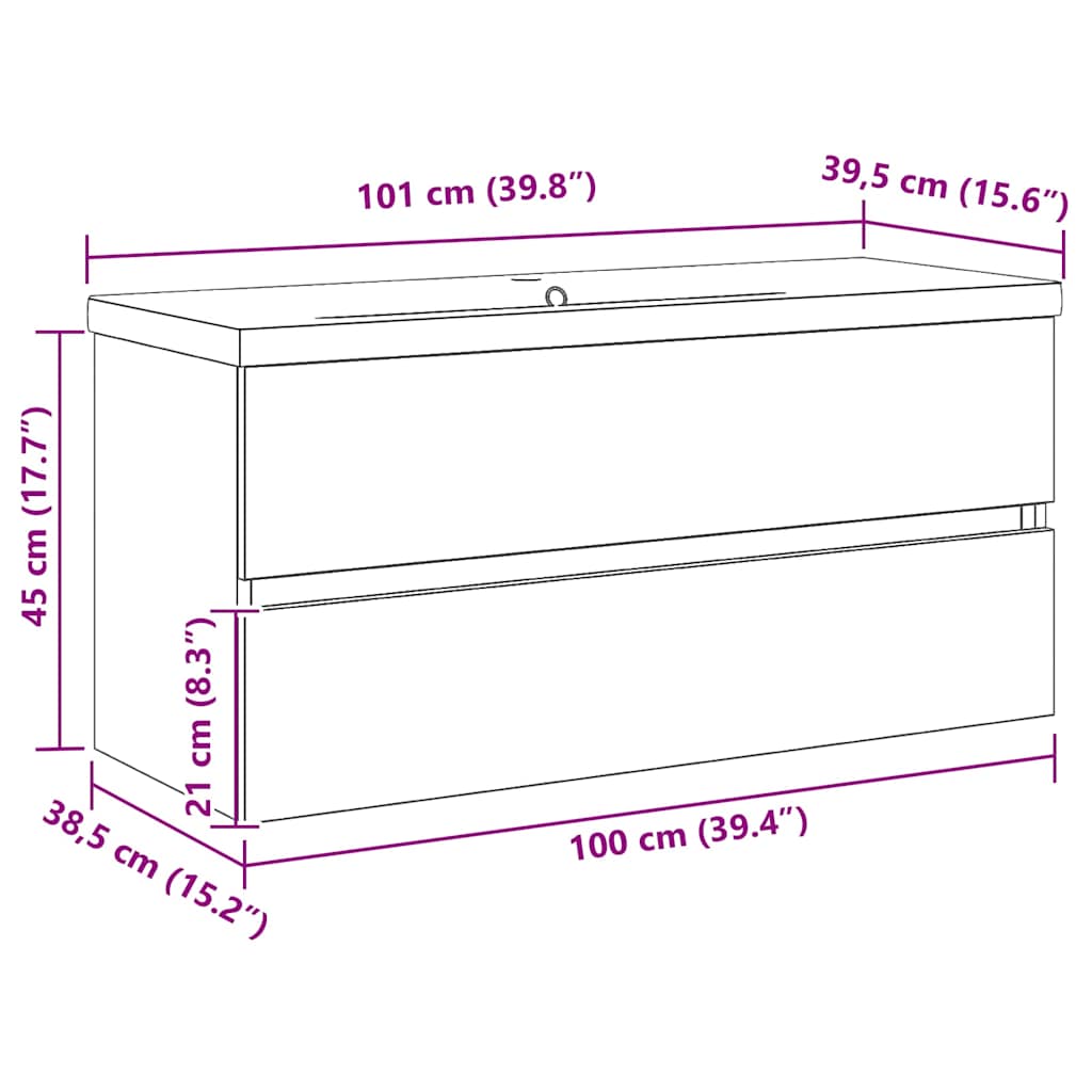 Bathroom Sink Cabinet Black Oak 100 x 39 x 62 cm