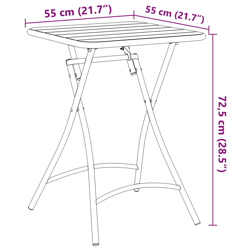Bistro Table Beige 55 x 55 x 72.5 cm Powder-coated Steel