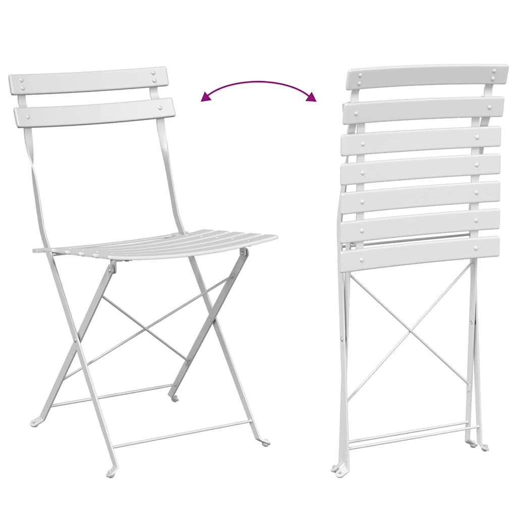 Garden Folding Chair Folding 2 pcs White 42 x 46 x 82cm Metal