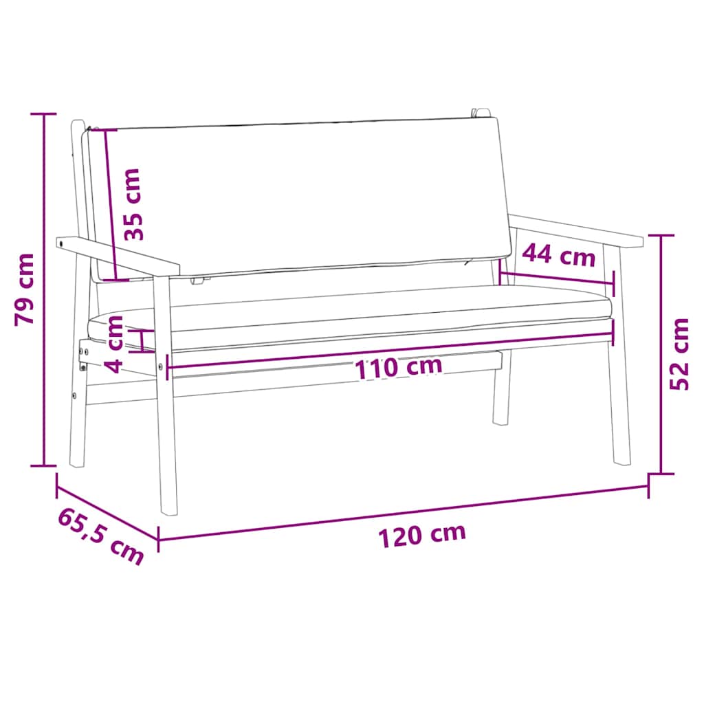 vidaXL Garden Bench with Cushion Brown Solid Acacia wood