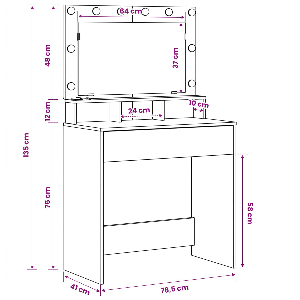 Dressing Table Old Wood 75.5 x 41 x 135 cm Engineered Wood