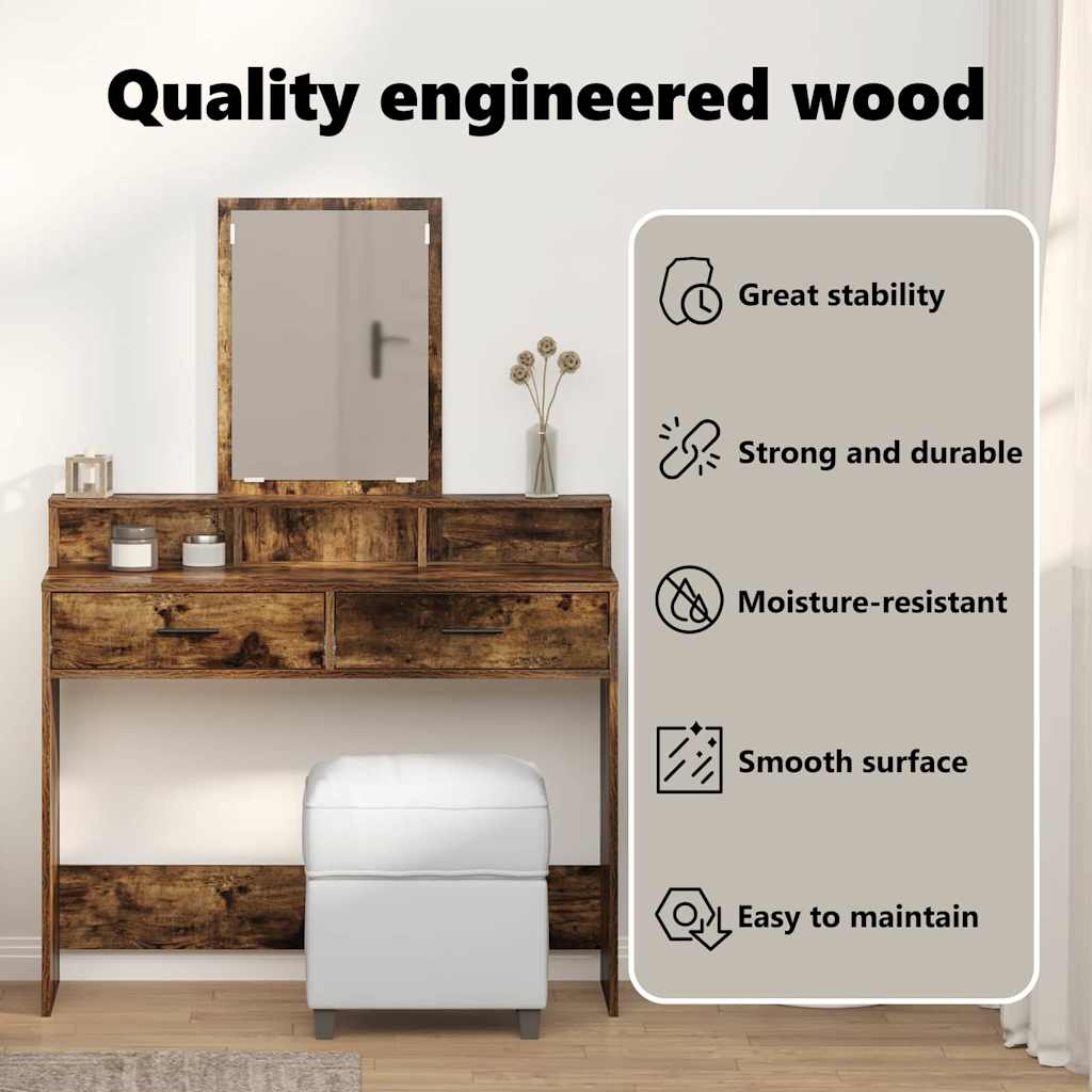 Dressing Table Smoked Oak 100 x 41 x 140 cm Engineered Wood