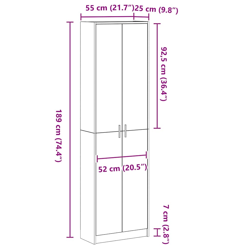 Wardrobe Grey Sonoma 55 x 25 x 189 cm Engineered Wood