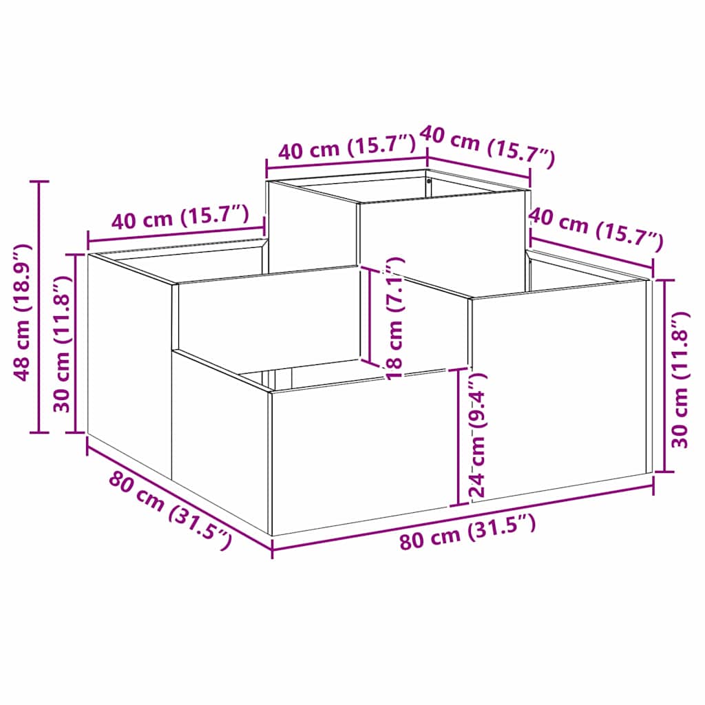 Garden Planter Black 80 x 80 x 48 cm Steel