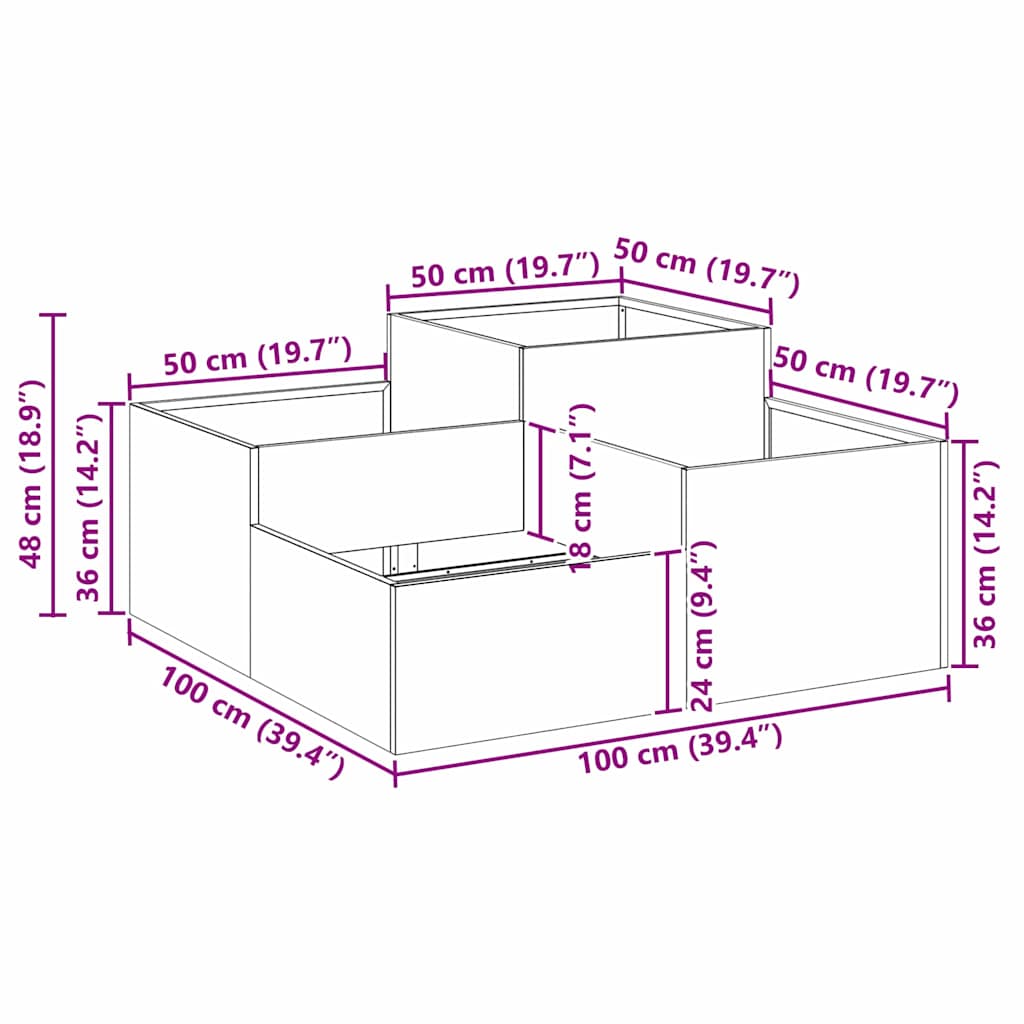 Garden Planter Black 100 x 100 x 48 cm Steel