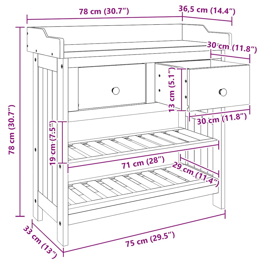 Garden Cabinet Natural 78 x 36.5 x 78cm Solid Acacia Wood