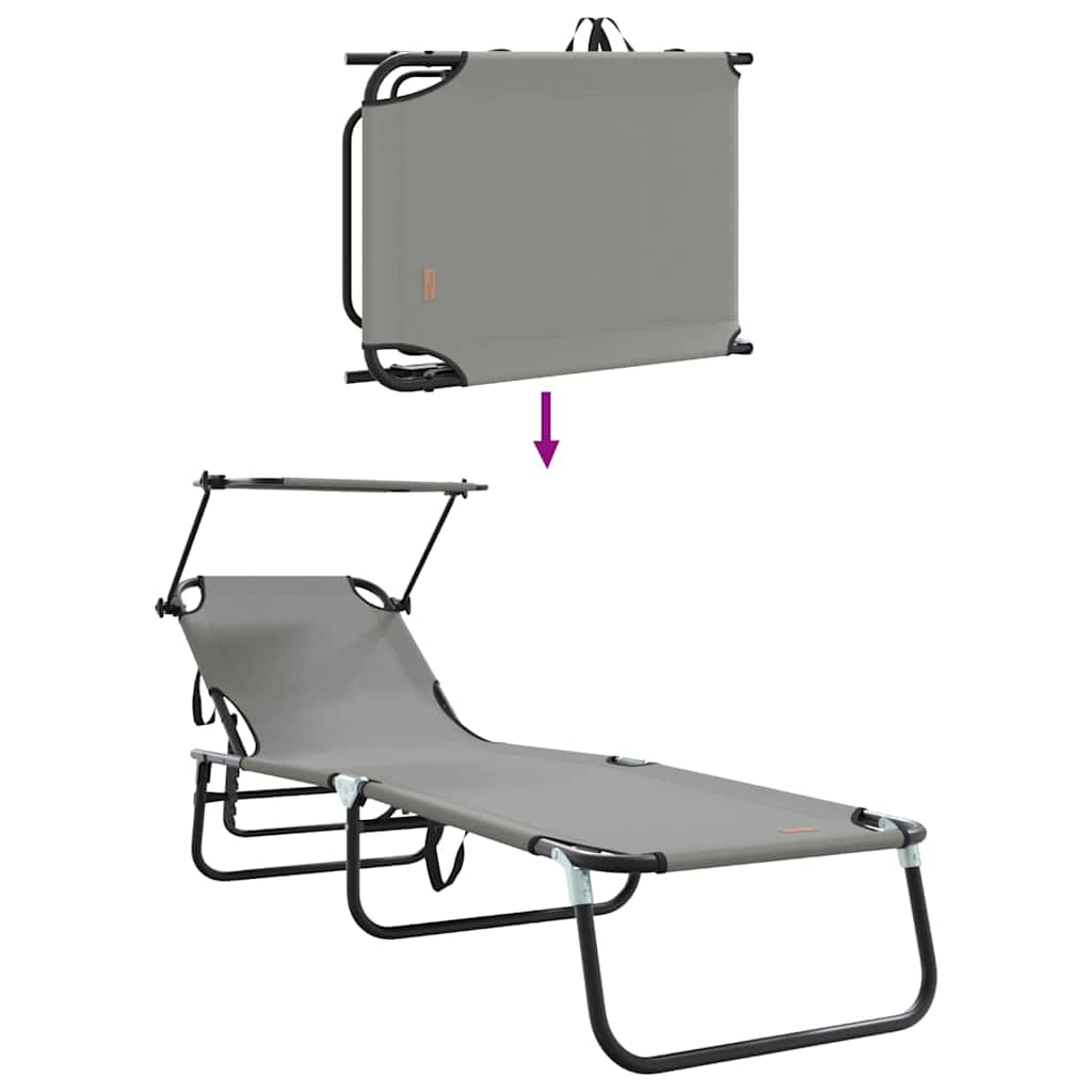 Folding Sun Lounger Folding 2 pcs Grey 190 x 57 x 81 cm Oxford