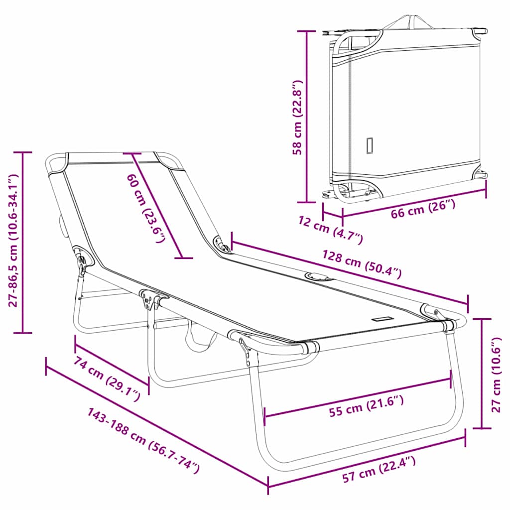 Folding Sun Lounger Folding Green 188 x 57 x 86.5 cm Polyester