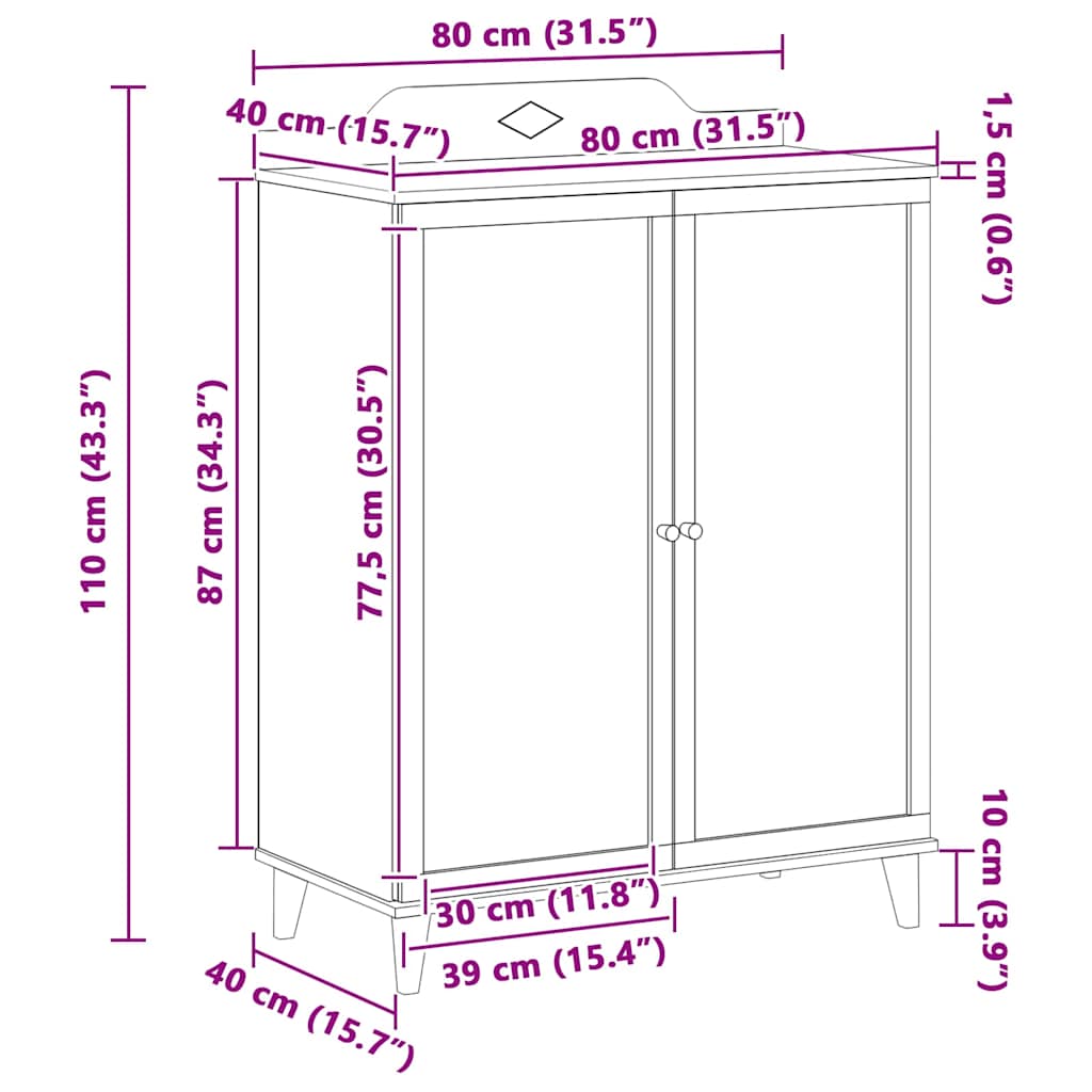 Cabinet with Two Doors and Chalkboard Front ROROS White