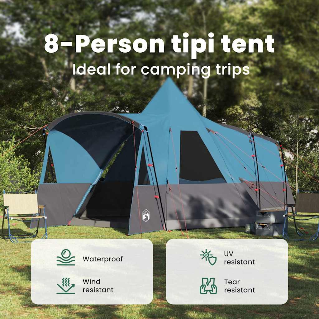 Teepee Tent 8-Person with Roof Blue 720 x 465 x 295 cm