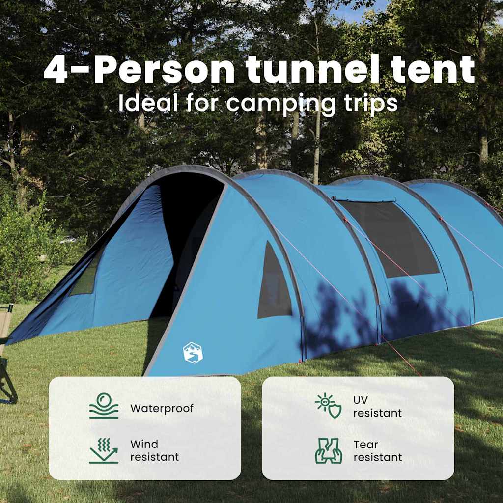Tunnel Tent 4-Person with Roof Blue and Grey 778 x 356 x 210 cm