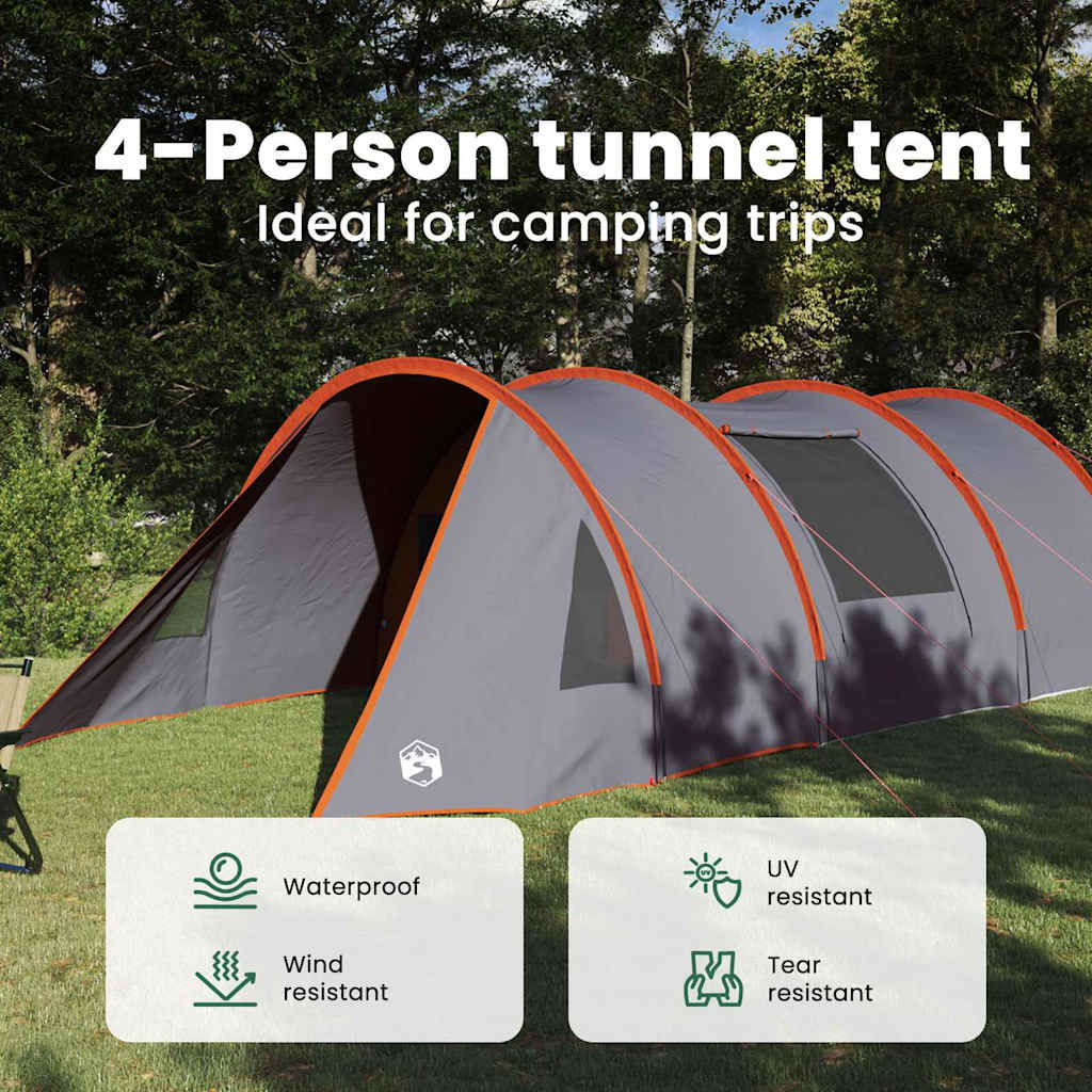 Tunnel Tent 4-Person Grey and Orange 778 x 356 x 210 cm