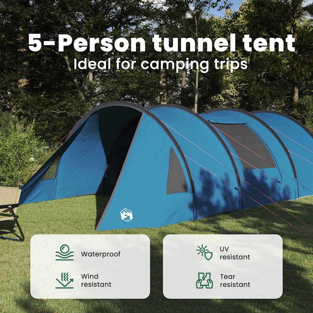 Tunnel Tent 5-Person with Roof Blue and Grey 805 x 405 x 211 cm