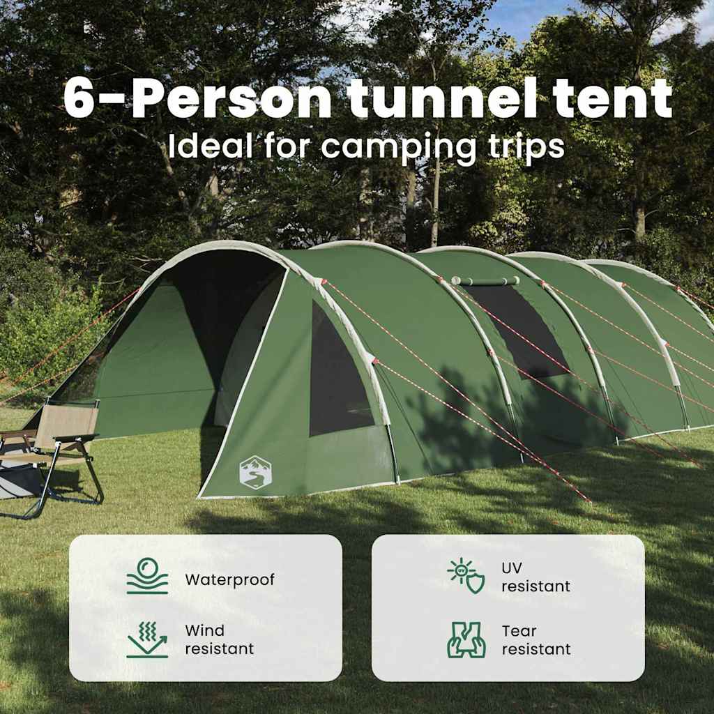 Tunnel Tent 6-Person Green and White 890 x 470 x 220 cm