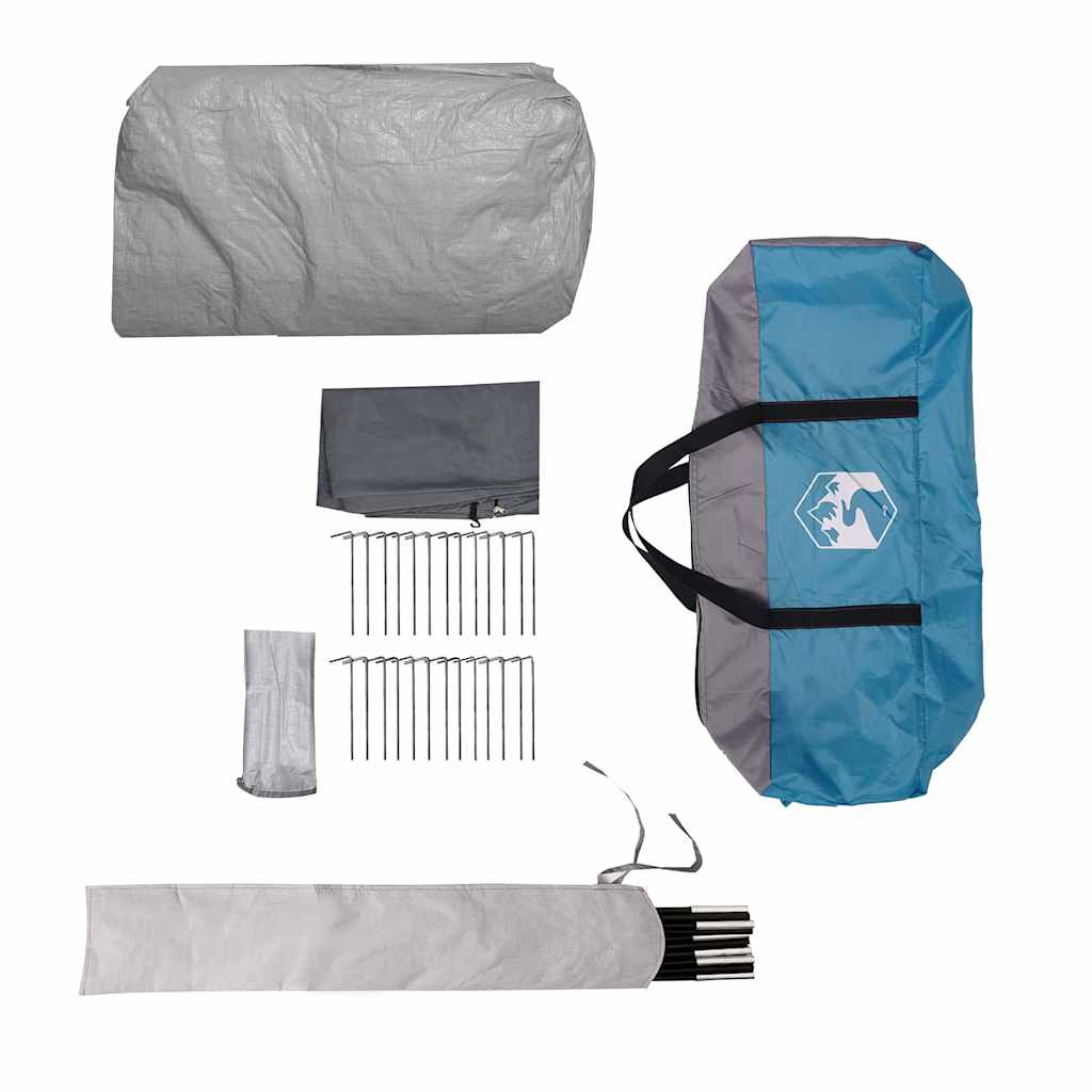 Tunnel Tent 6-Person with Roof Blue and Grey 700 x 590 x 215 cm