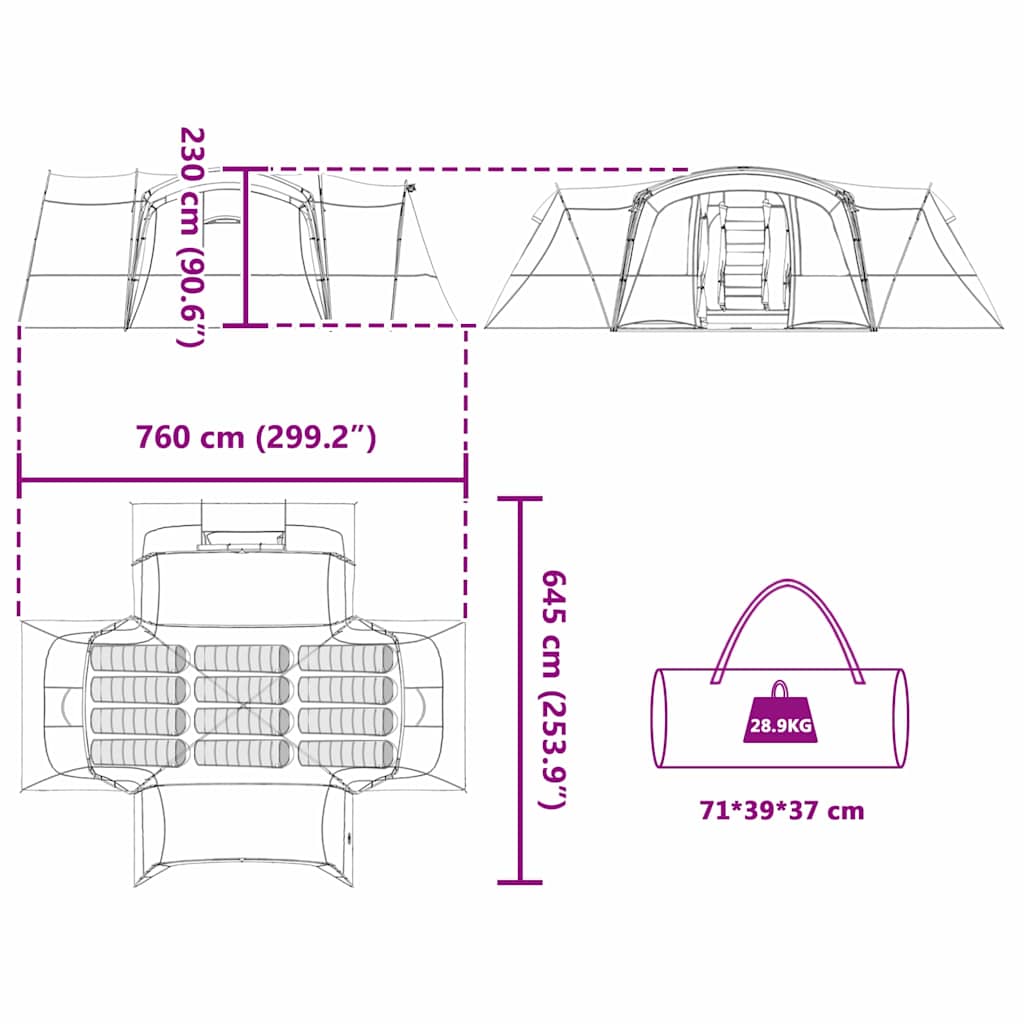 Family Tent 12-Person 12-Person Green and White