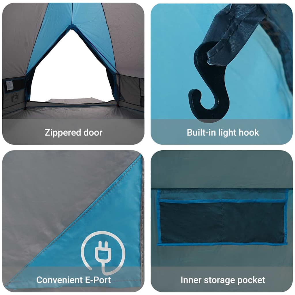 Teepee Tent 10-Person Blue and Grey 567 x 470 x 242 cm