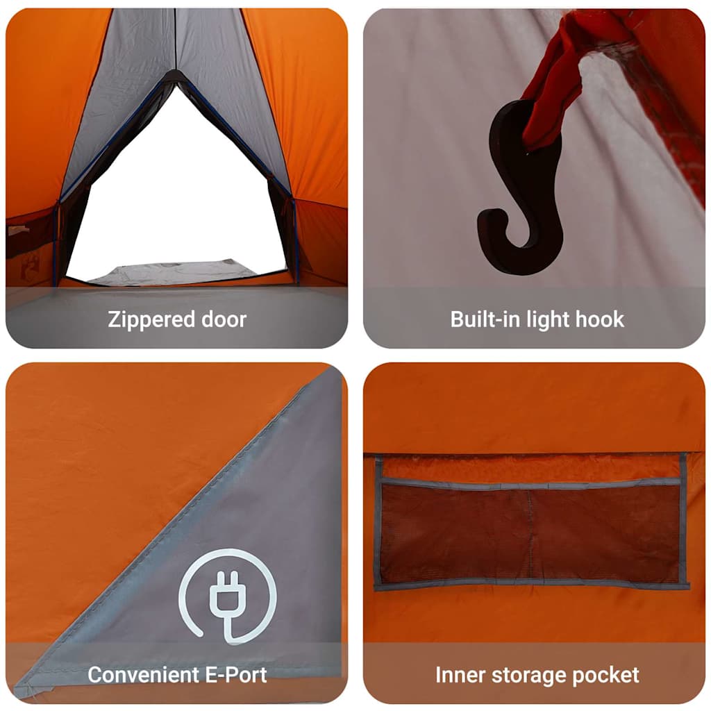 Teepee Tent 10-Person Grey and Orange 567 x 470 x 242 cm