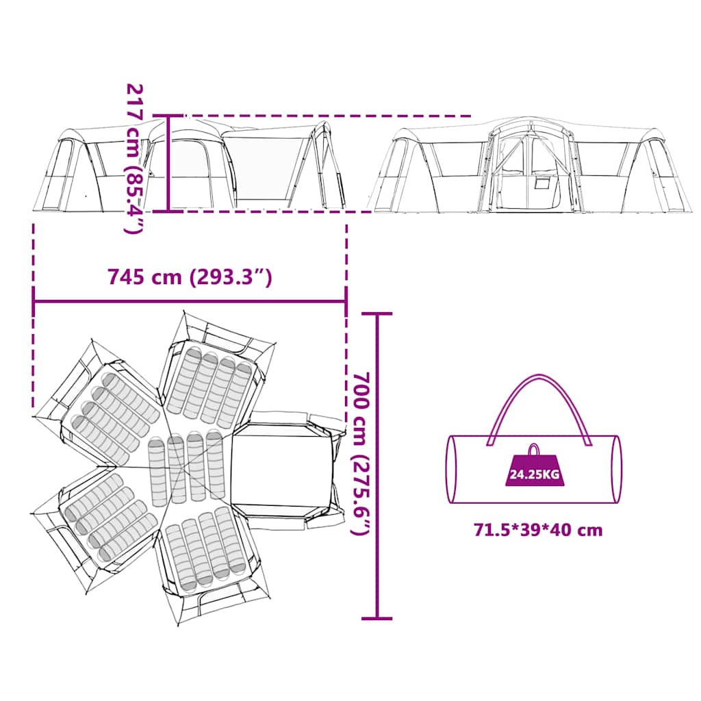 Family Tent 20-Person 20-Person Grey and Orange
