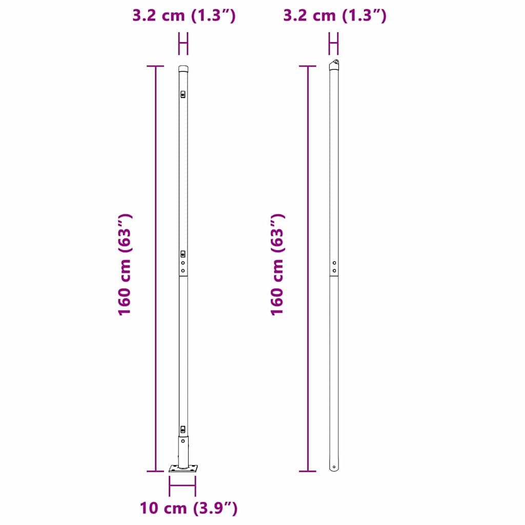 Fence Post with Concrete Base 13 pcs Grey Powder-Coated Steel