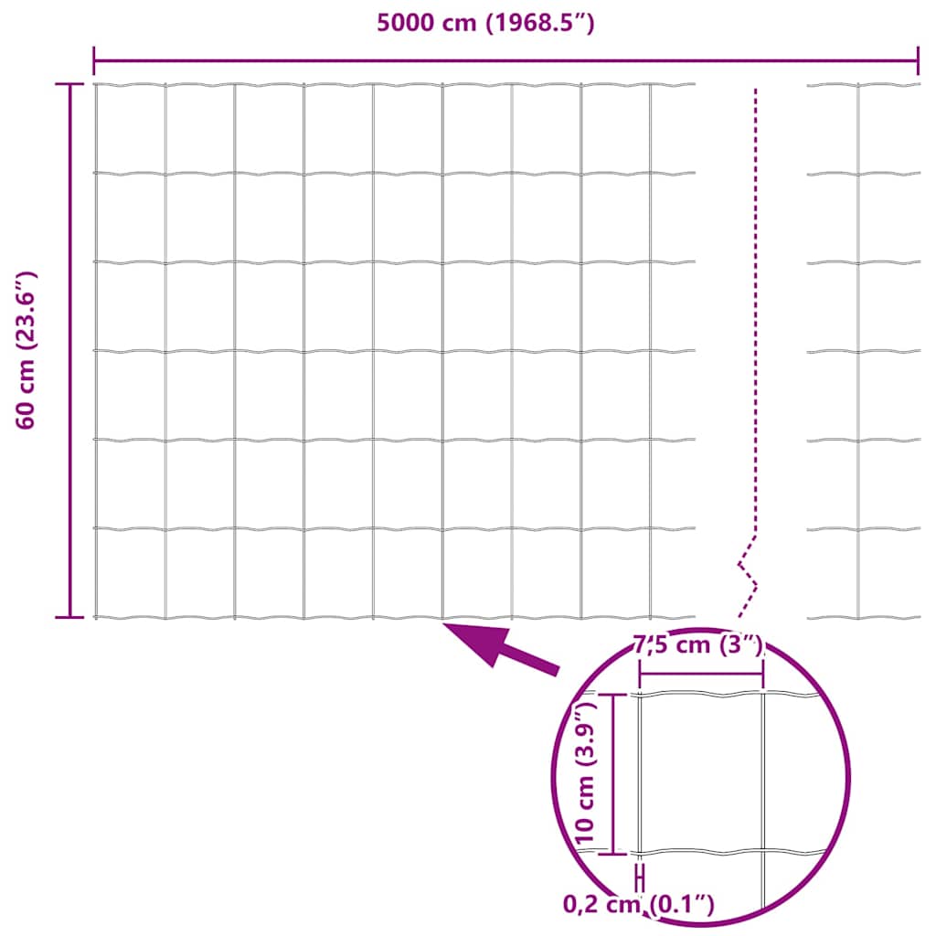 Euro Fence 0.6 x 50 m PVC-coated iron