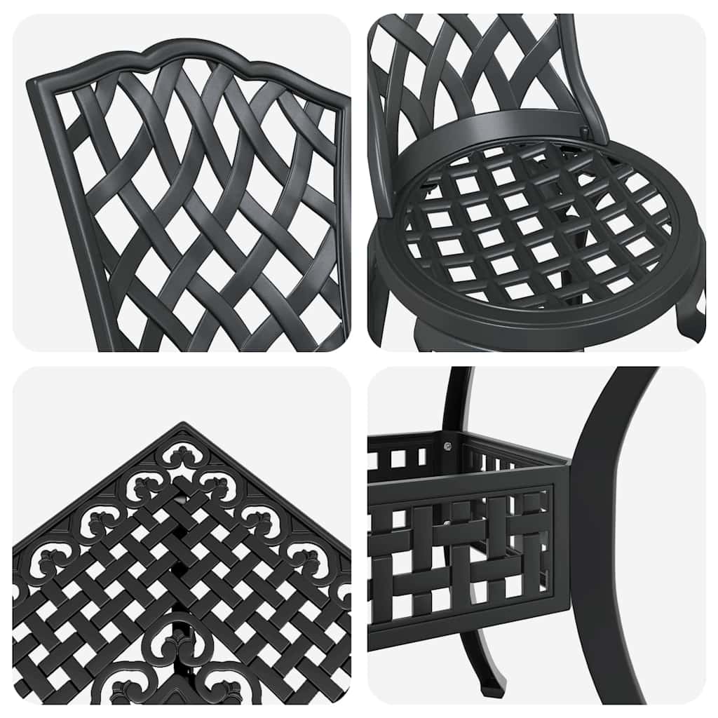Garden Table Set 5 pcs Black Cast Aluminium