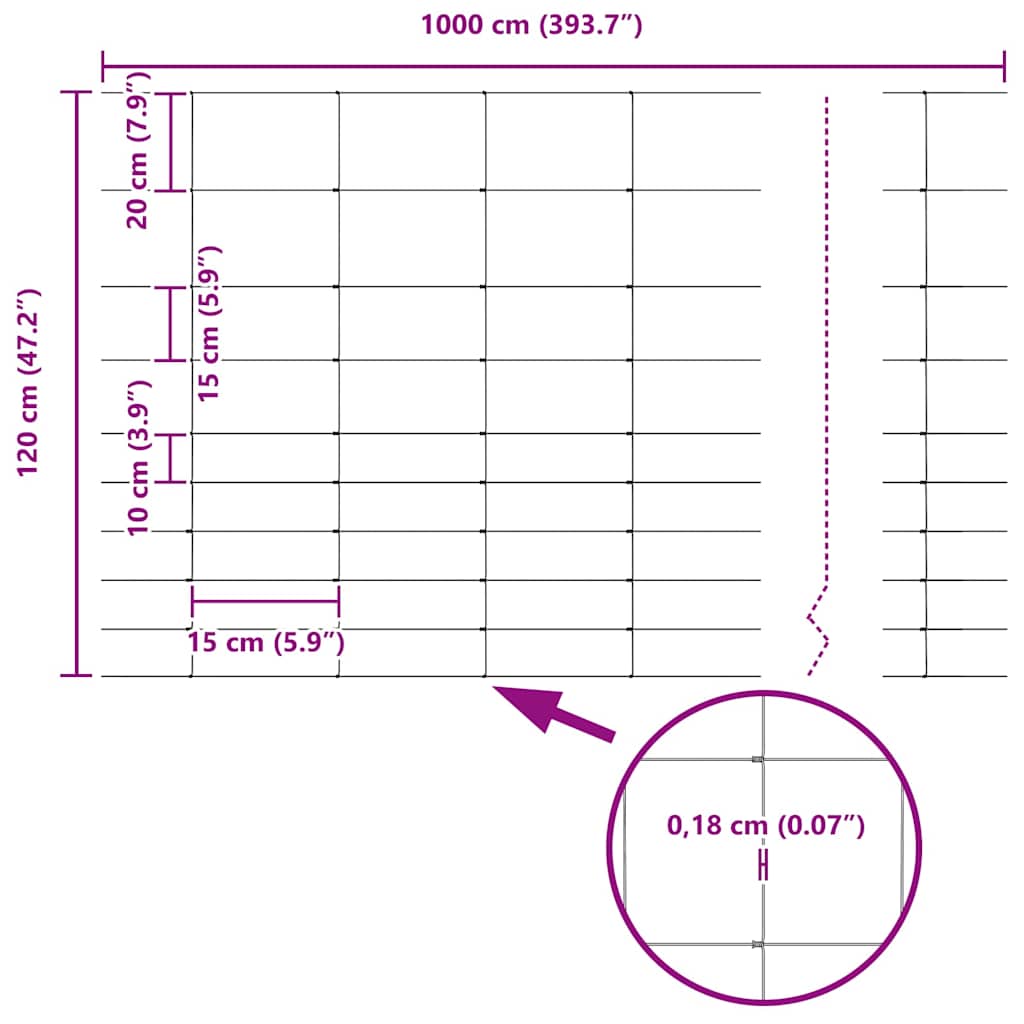Wild Fence Hot Dip Galvanized 1000 x 120 x 0.18 cm Iron