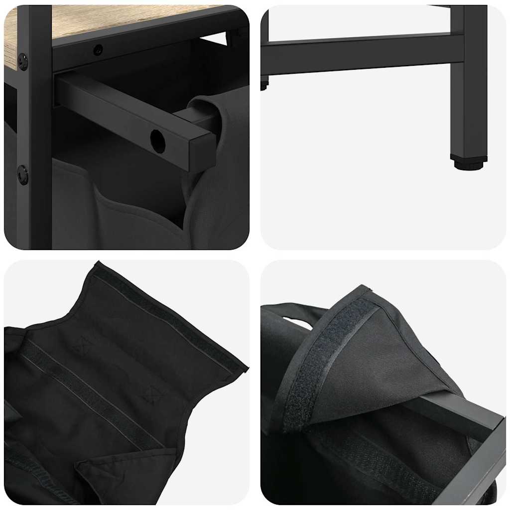 Laundry Basket 2 Compartments with Shelf Sonoma Oak
