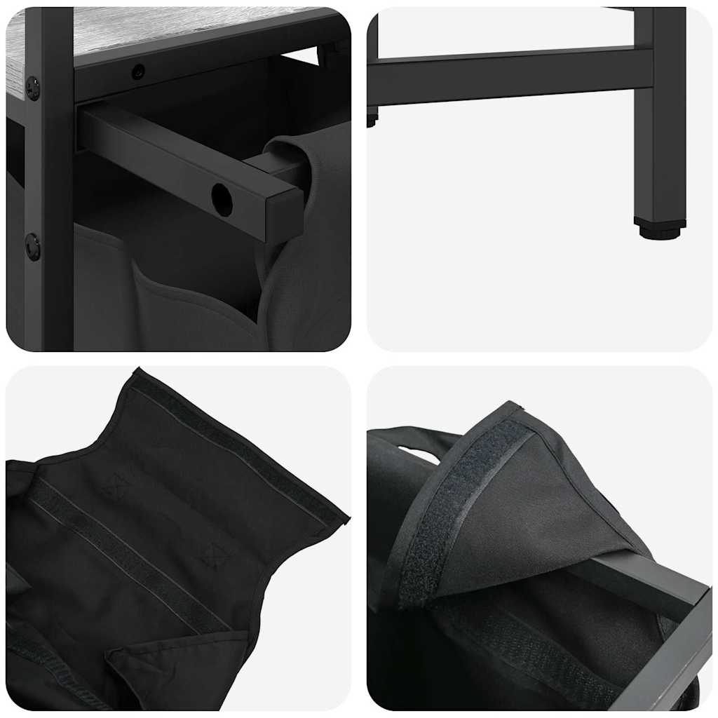 Laundry Basket 3 Compartments with Shelves Grey Sonoma