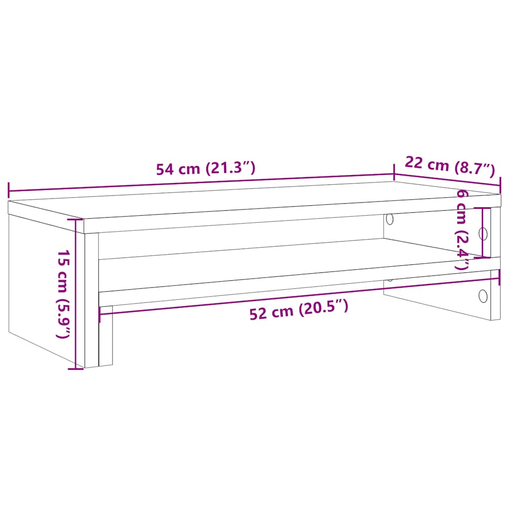 Monitor Stand Black Oak 54x22x15 cm Engineered Wood